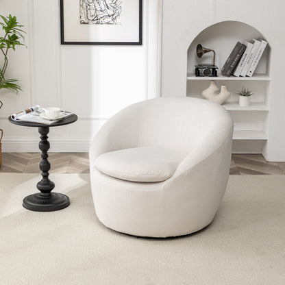 Winnie Modern Teddy Fabric Barrel Chair, 360° Swivel, Beige image 6