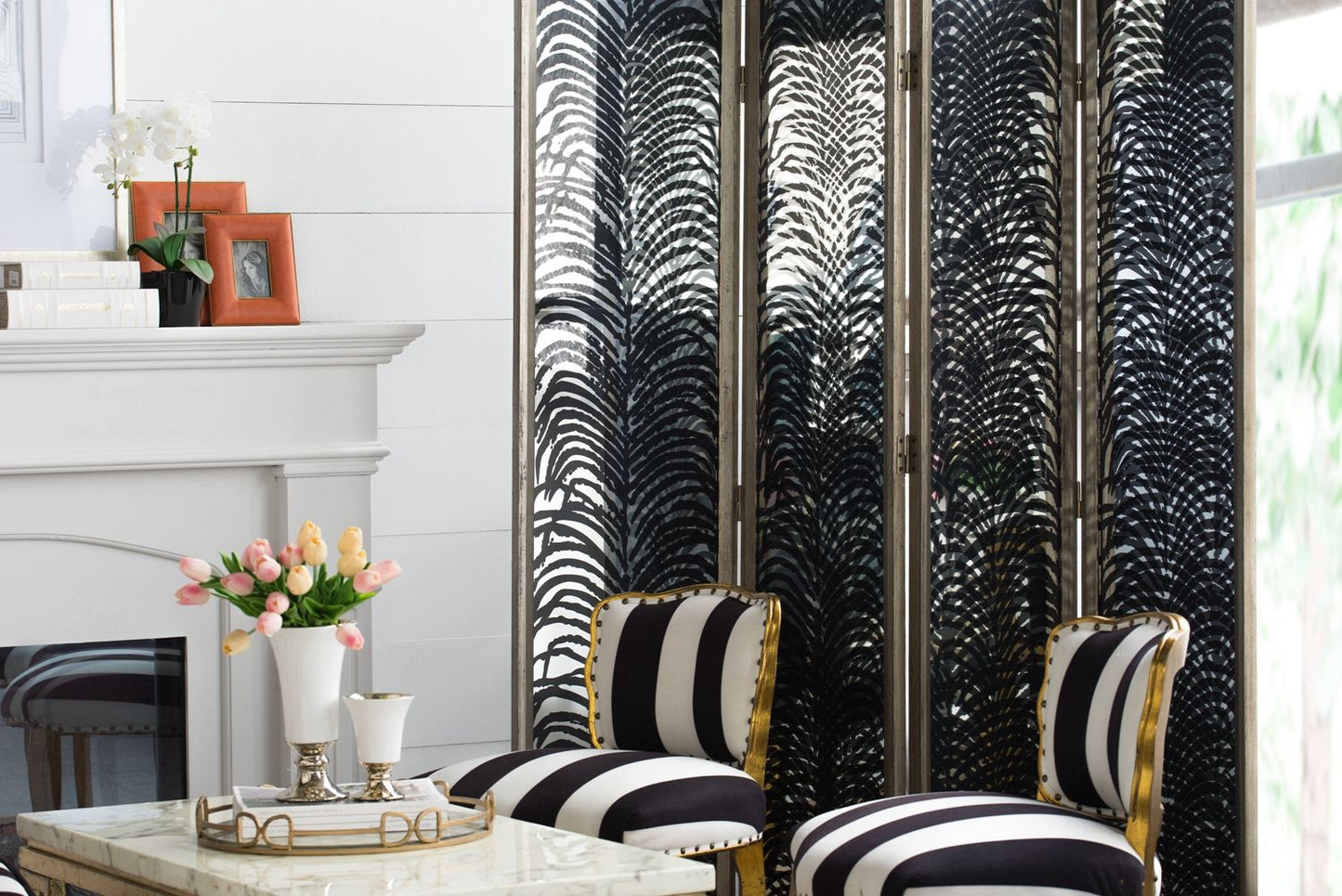 18x73" Room Divider, Herero 4-Panel Decorative Screen image 9