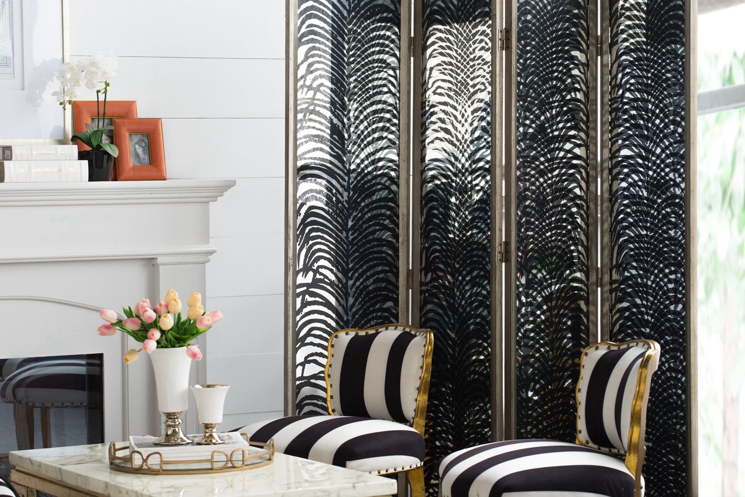 18x73" Room Divider, Herero 4-Panel Decorative Screen image 9