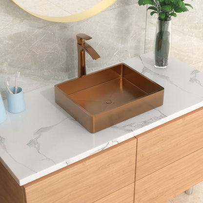 19-inch Topmount Single Bowl 16-Gauge T-304 Stainless Steel Bathroom Sink with Bathroom Drainer image 2