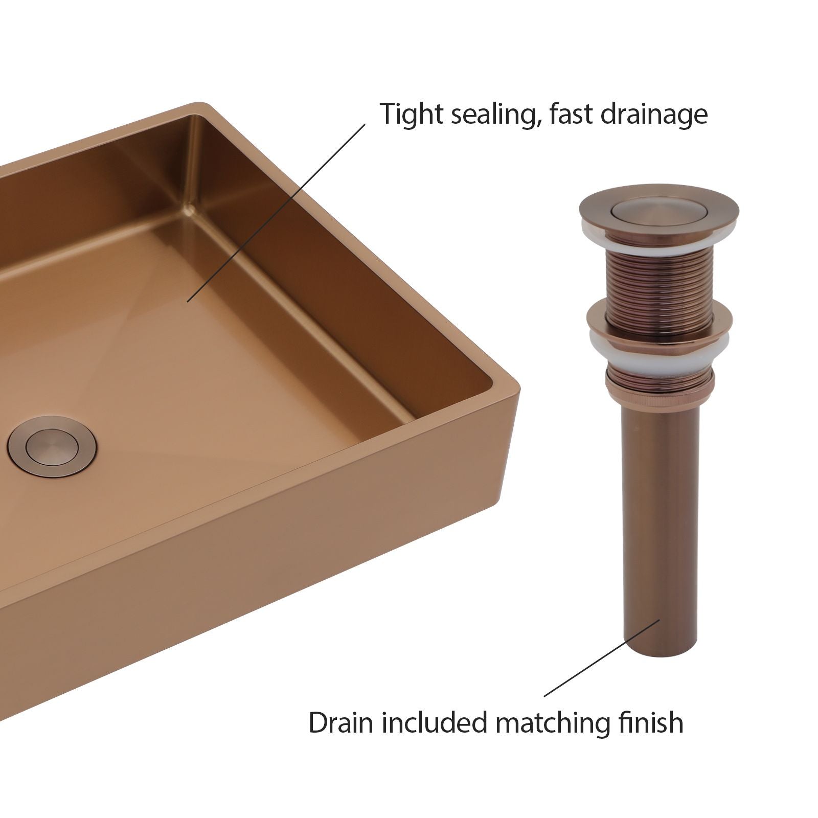19-inch Topmount Single Bowl 16-Gauge T-304 Stainless Steel Bathroom Sink with Bathroom Drainer image 5