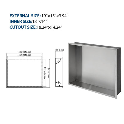 19" x 15" Stainless Steel Shower Niche, Brushed Nickel image 8