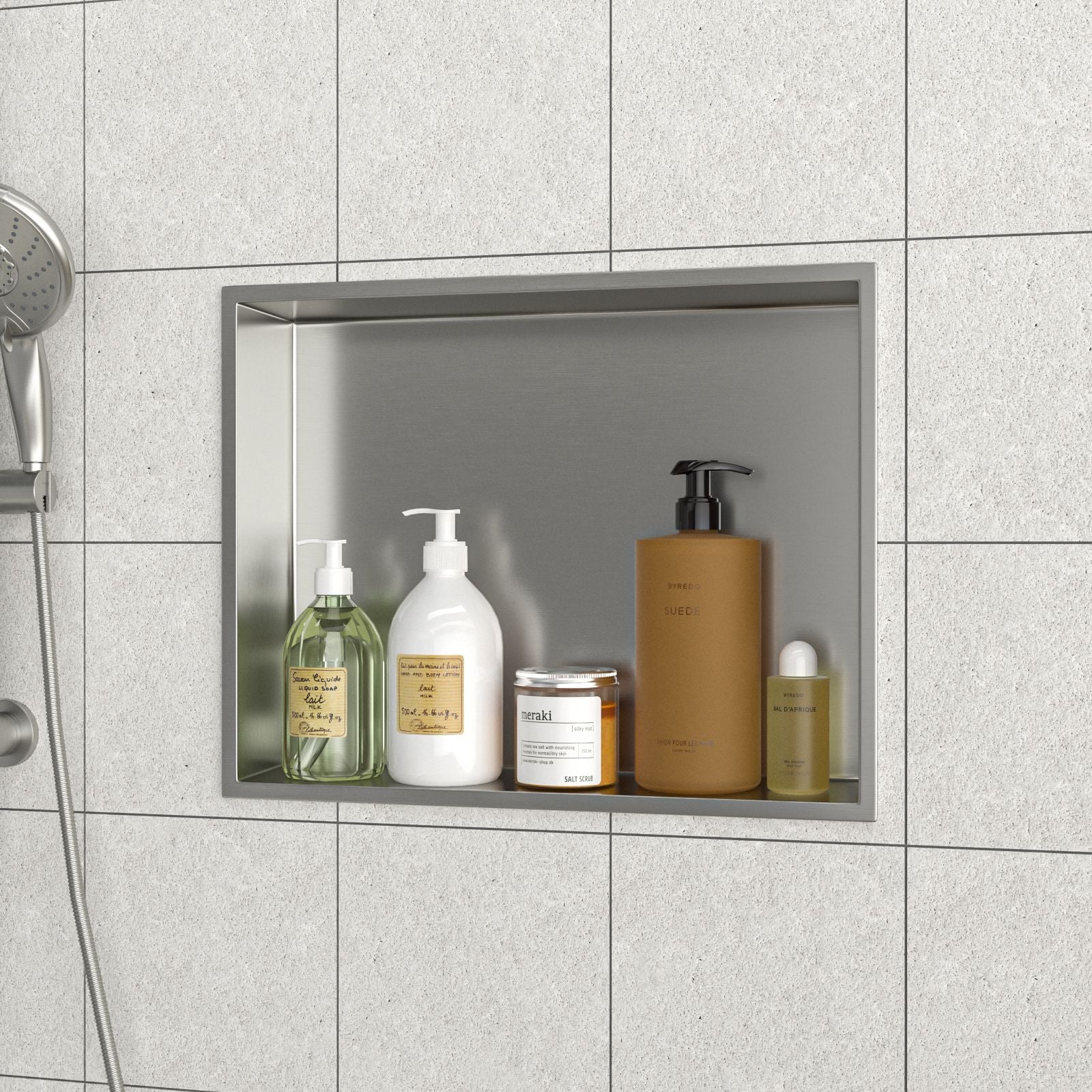 19" x 15" Stainless Steel Shower Niche, Brushed Nickel image 2