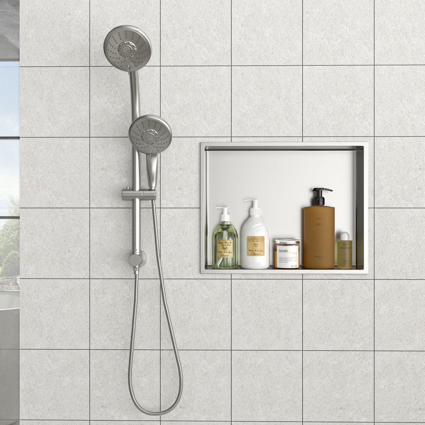 19" x 15" Stainless Steel Shower Niche, Brushed Nickel image 3