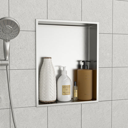 19" x 15" Stainless Steel Shower Niche, Brushed Nickel image 1