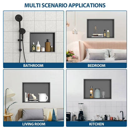 19" x 15" Stainless Steel Shower Niche, Gunmetal Black image 6