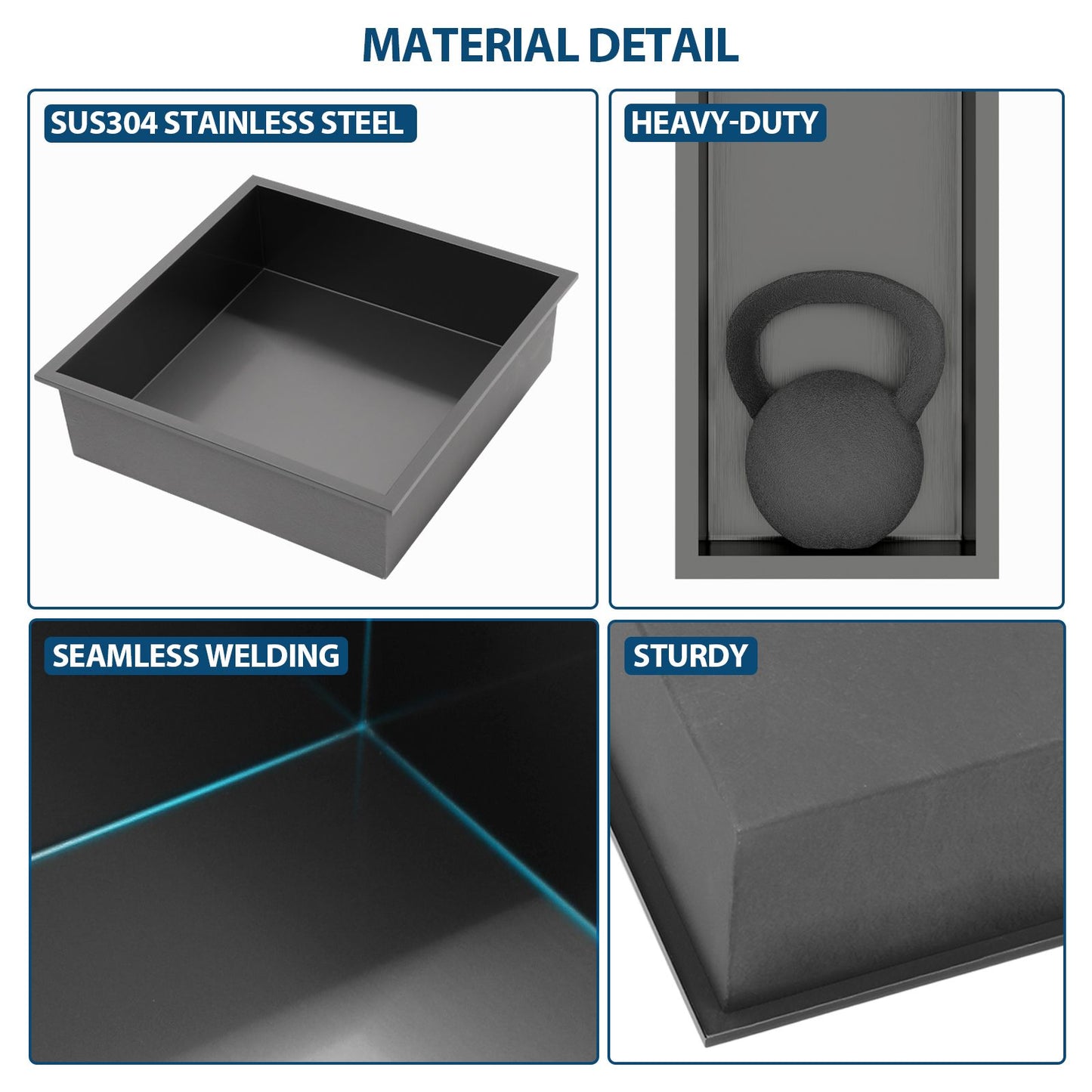 19" x 15" Stainless Steel Shower Niche, Gunmetal Black image 5