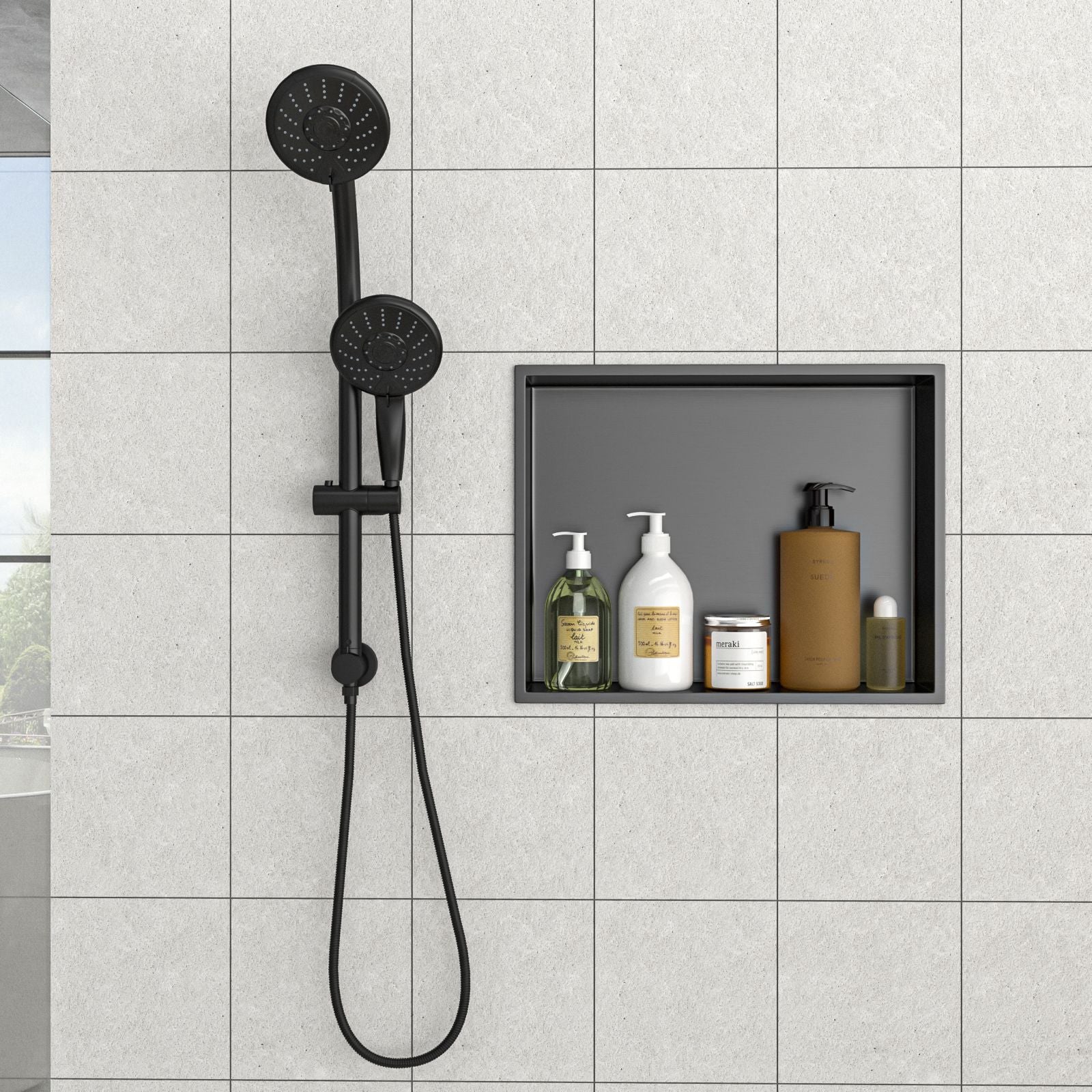 19" x 15" Stainless Steel Shower Niche, Gunmetal Black image 2