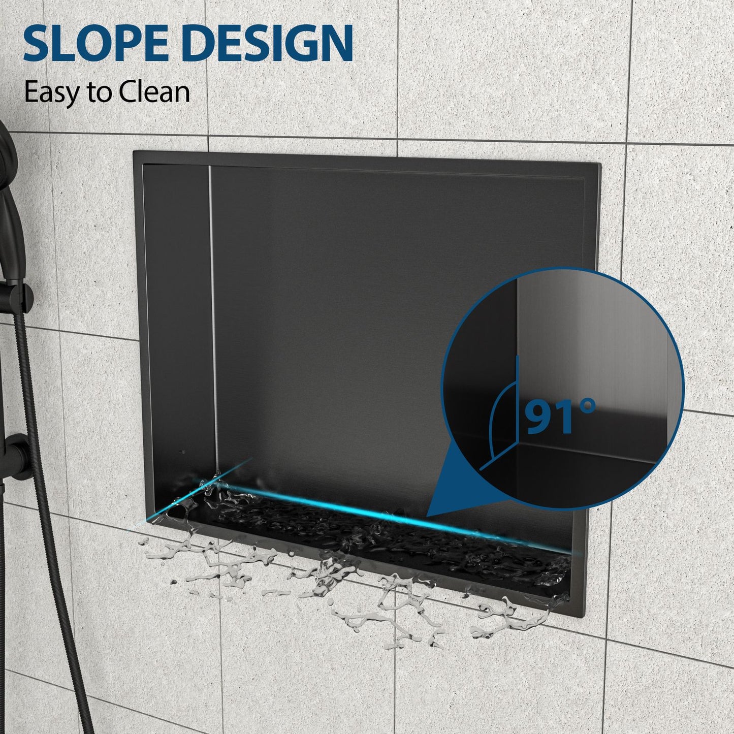 19" x 15" Stainless Steel Shower Niche, Gunmetal Black image 4