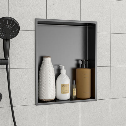 19" x 15" Stainless Steel Shower Niche, Gunmetal Black image 1
