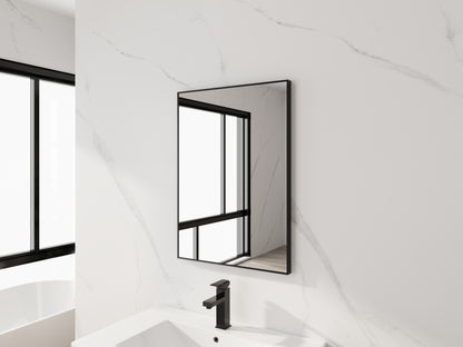 20'' Black Aluminum Frame Bathroom Mirror,Rectangular Wall Mounted Mirror image 2