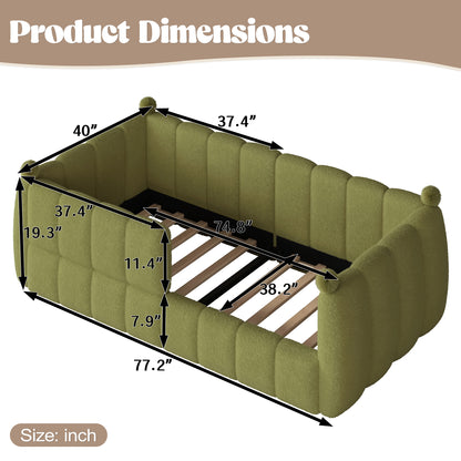 Twin Size Kids Soft Upholstered Floor Bed, Montessori Floor Bed with Full Surround Safety Rails, Low to Ground Child Bed Frame for Boys Girls, Green image 10
