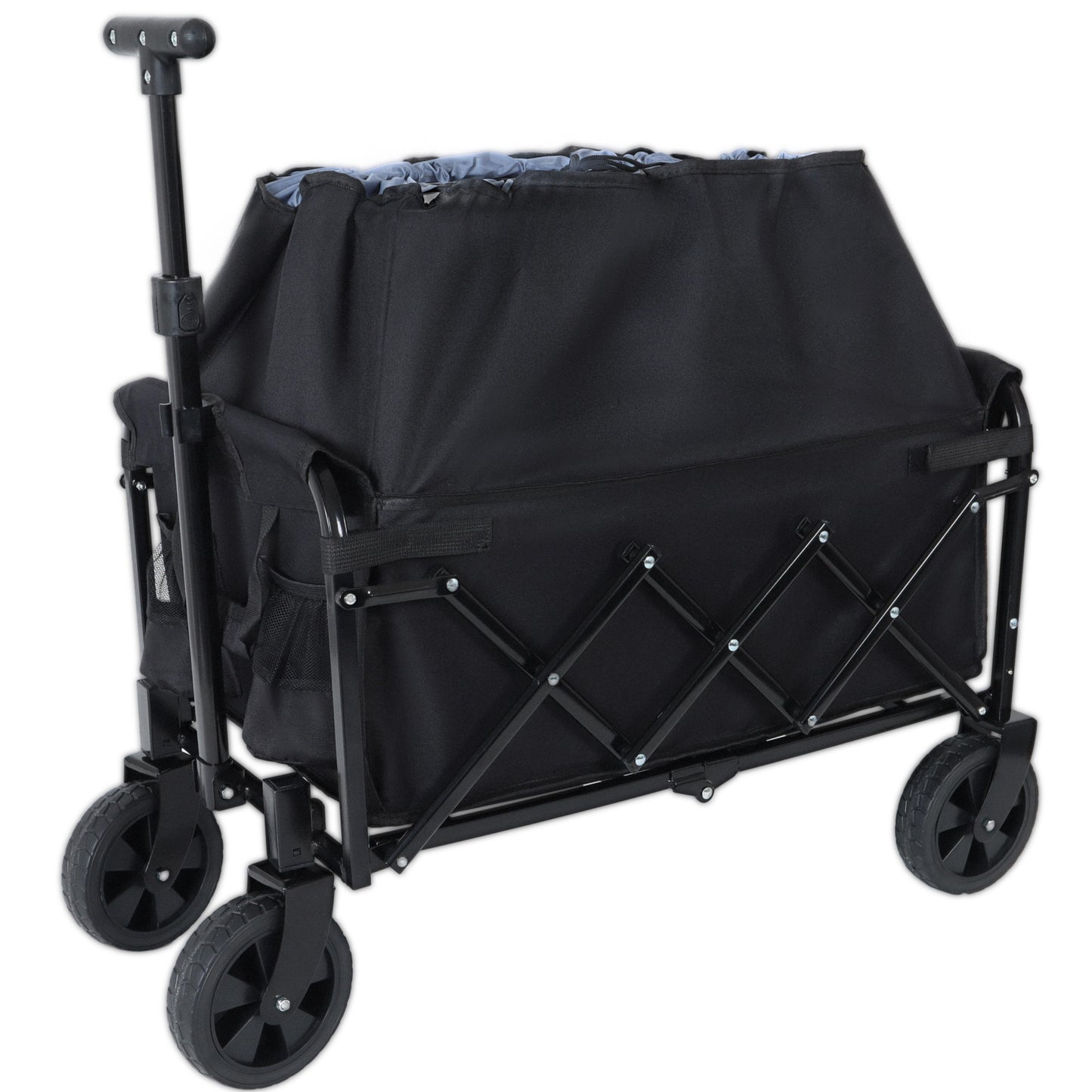 Expandable Dual-Layer Utility Wagon with 100% Extra Space - 225lbs Grocery Cart for Camping, Shopping, Sports, Gardening, Fishing, Black image 10