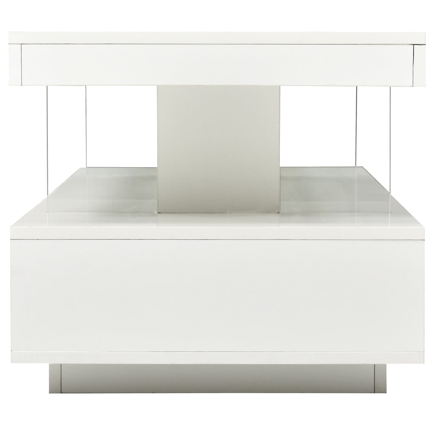 VIBE HAUS LED Coffee Table with Storage, Modern Center Table with 2 Drawers and Display Shelves, Accent Furniture with LED Lights for Living Room,White image 10