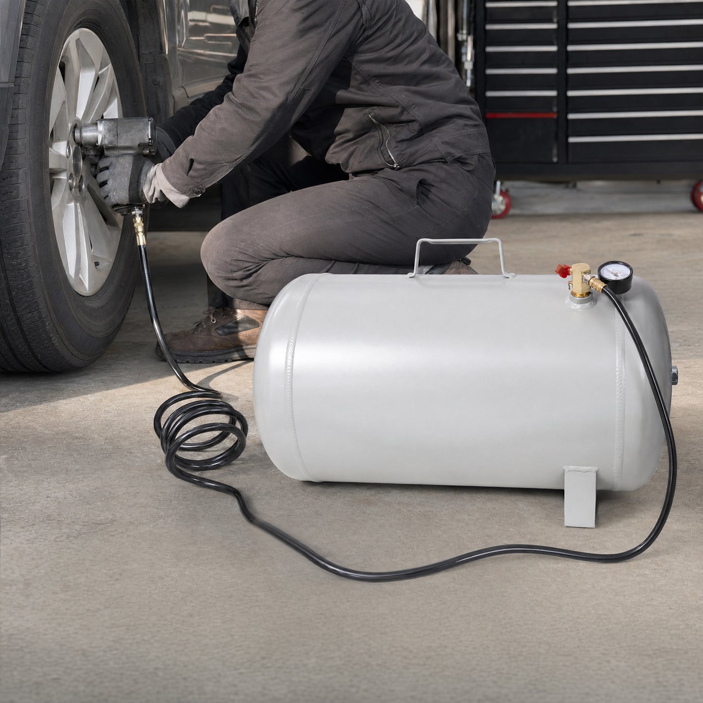 Portable11 Gallon Aluminum Air Tank, Lightweight Durable Air Compressor Tank with Pressure Gauge, Safety Valve and 47 Inch Hose for Easy Tool Connection image 11