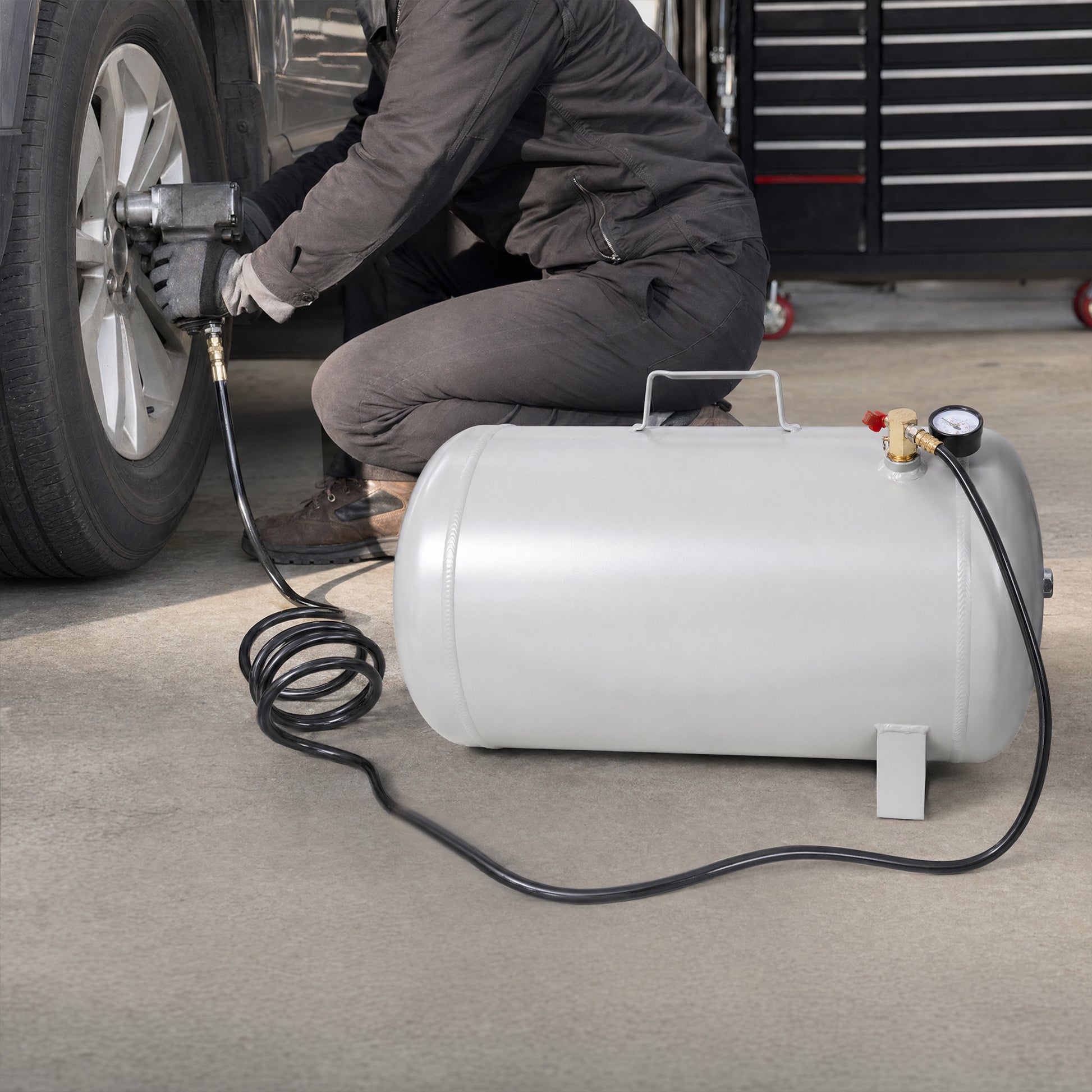 Portable11 Gallon Aluminum Air Tank, Lightweight Durable Air Compressor Tank with Pressure Gauge, Safety Valve and 47 Inch Hose for Easy Tool Connection image 11