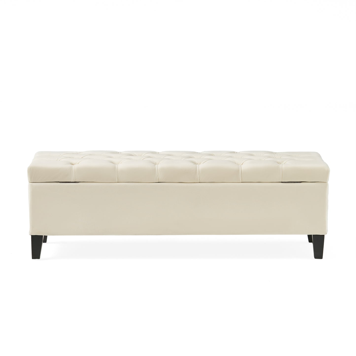 Button - Tufted and Diamond - Stitched Storage Ottoman, Beige image 11