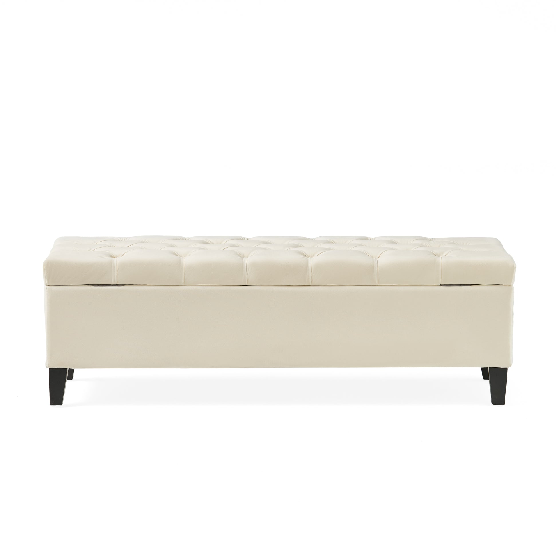 Button - Tufted and Diamond - Stitched Storage Ottoman, Beige image 11