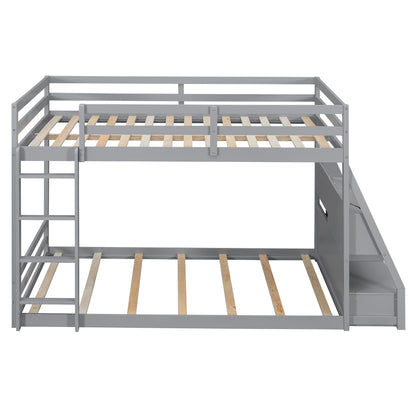 Full Bunk Bed with APP-Controlled LED Lights (7 Colors), USB Ports, Storage Shelves and 2 Drawers,Gray image 10