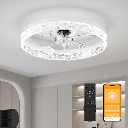 19.7" Ceiling Fans with Lights Remote and APP Control, Dimmable 3-Color and 6-Speed quiet DC Motor, WHITE Ceiling Fan for Living Room Bedroom image 1