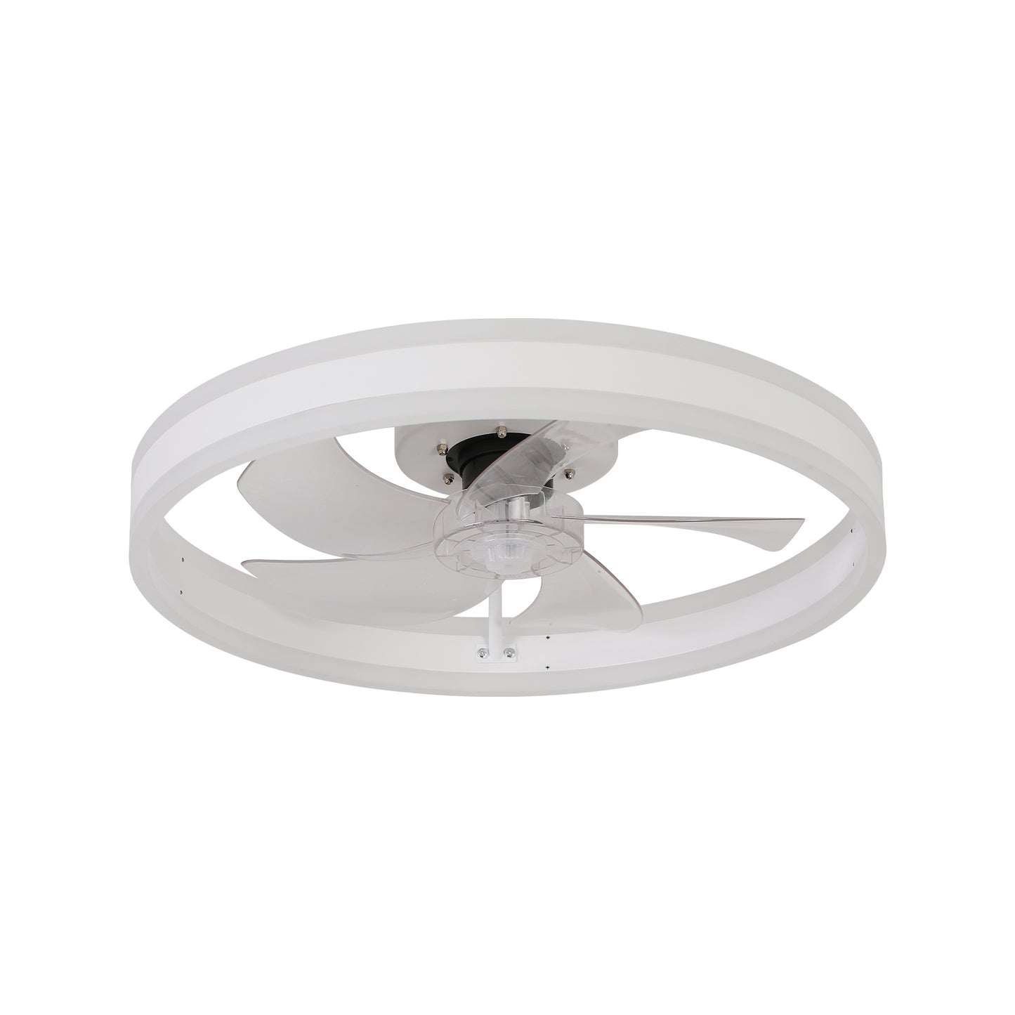 20" Flush Mount Ceiling Fans with Lights and Remote, 3000K-6000K Dimmable LED Fandelier Low Profile Chandelier Ceiling Fan for Bedroom Living Room, White image 10