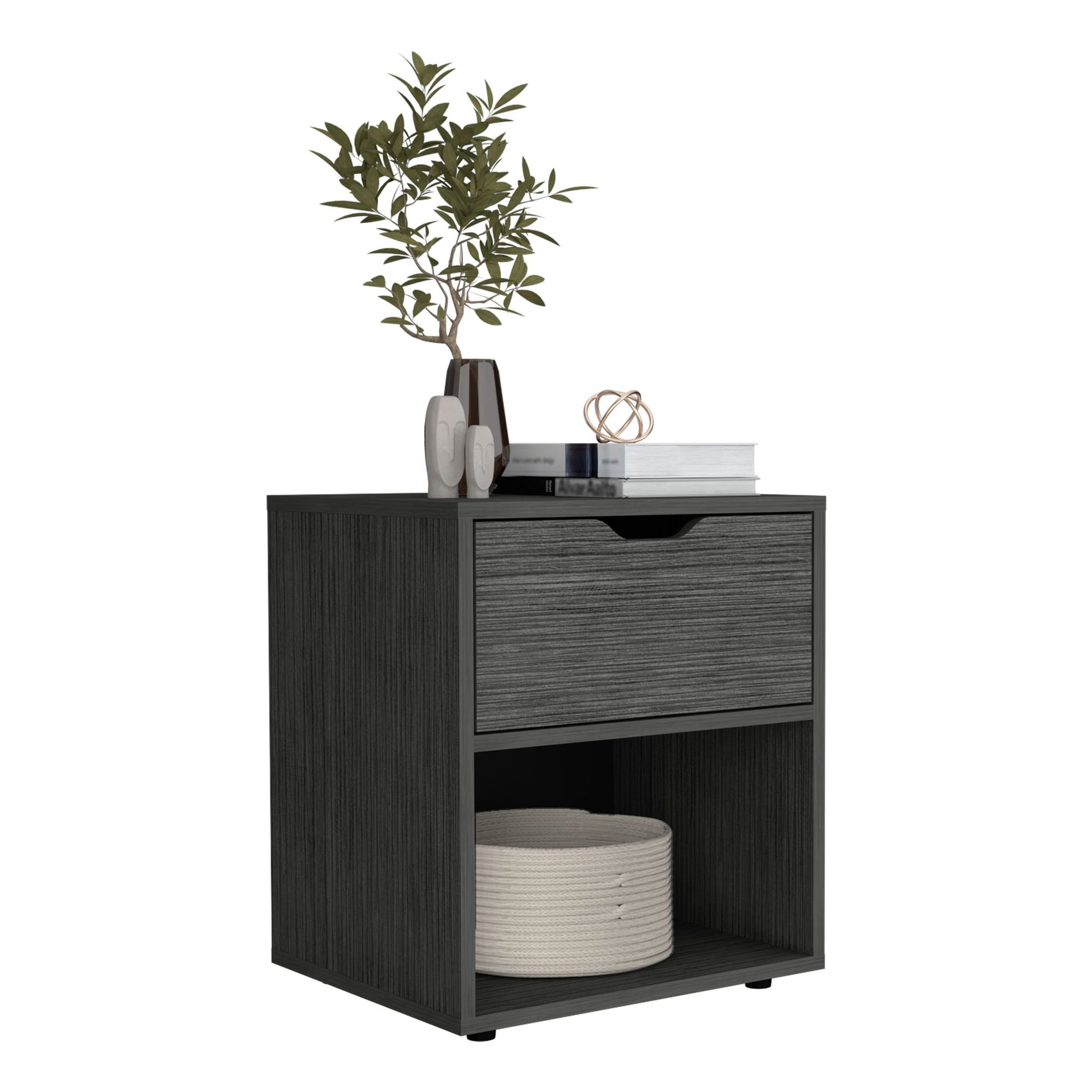 19.7" H Nightstand End Table with Open Shelf,Ligth Gray image 6