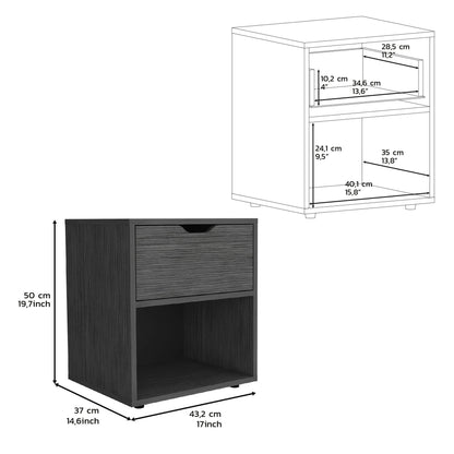 19.7" H Nightstand End Table with Open Shelf,Ligth Gray image 7