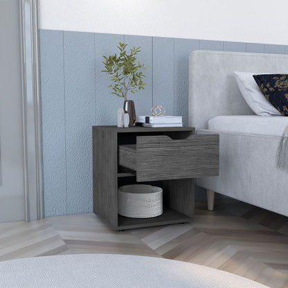 19.7" H Nightstand End Table with Open Shelf,Ligth Gray image 3