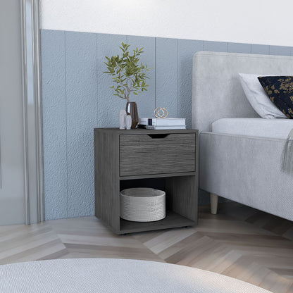 19.7" H Nightstand End Table with Open Shelf,Ligth Gray image 1