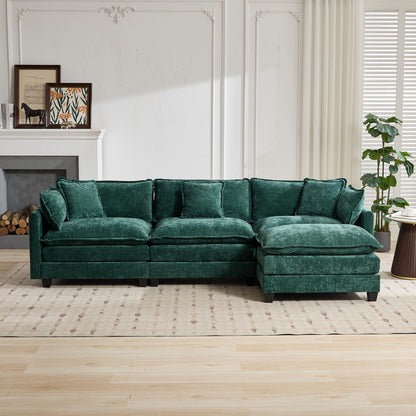 Cloud Sofa 3 Seats (Ottoman is not included), Modern Sectional Couch, for Living Room Bedroom and Apartment, Comfy Double Layer Upholstered Seat Cushion, Breathable Chenille Fabric,Green,SW5013GN image 10