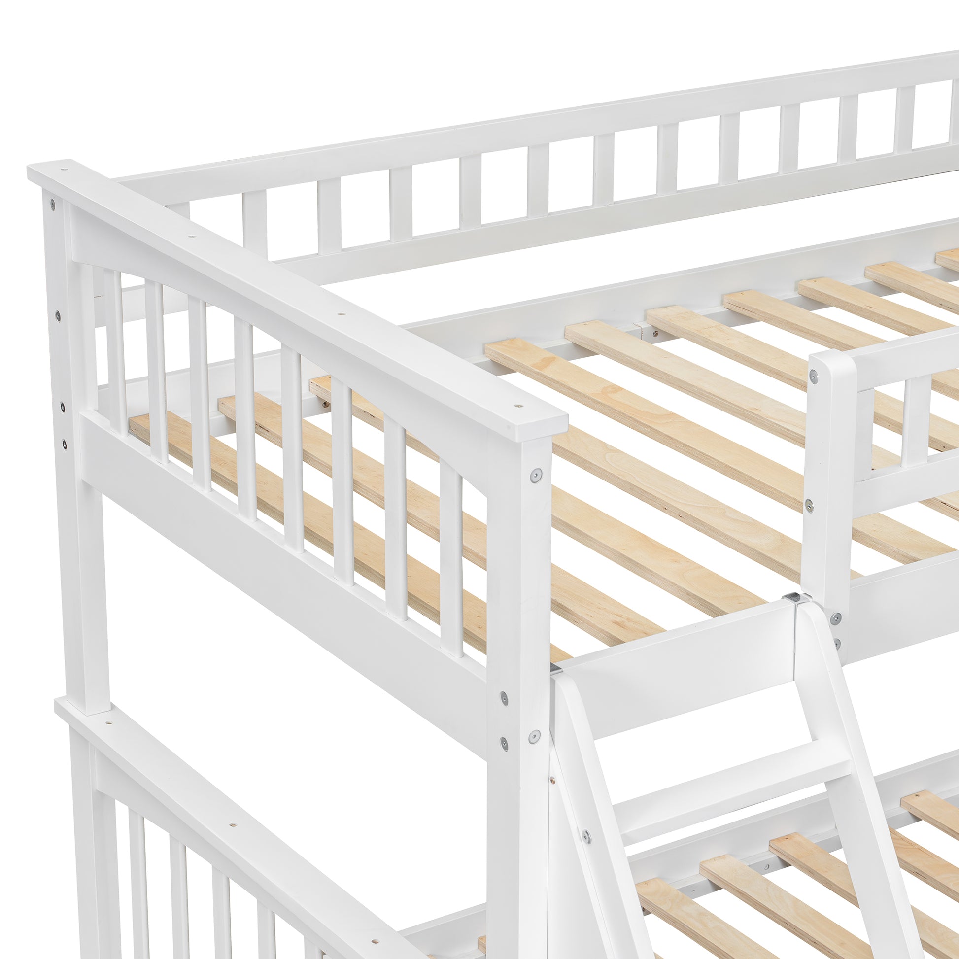 Twin over Full Bunk Bed with Drawers, Convertible Beds, White image 10