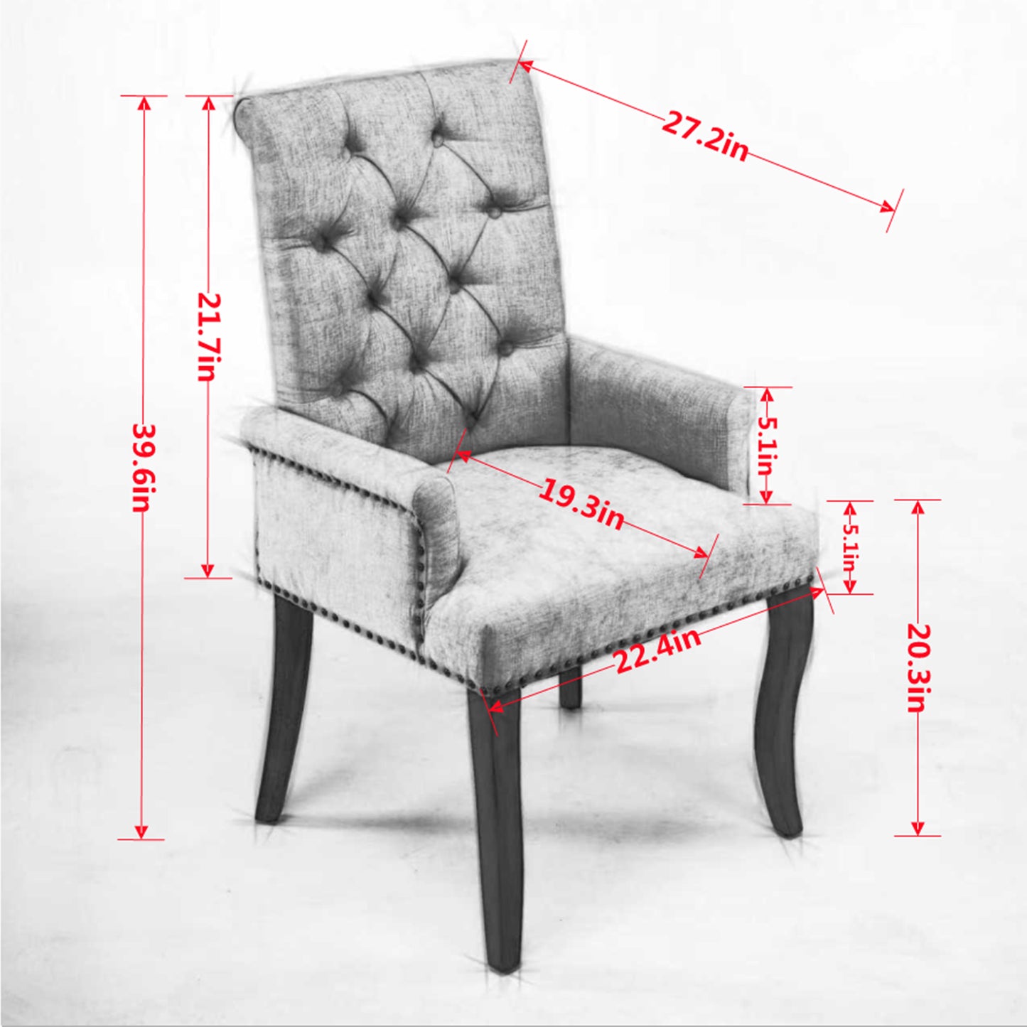 Upholstered Chenille Fabric Accent Dining Chair, Curved Solid Wood Legs, Elegant Tufted Club Dining Room Kitchen Room Arm Dining Chair, Single Pack,Olive Green,SW1895OL image 8