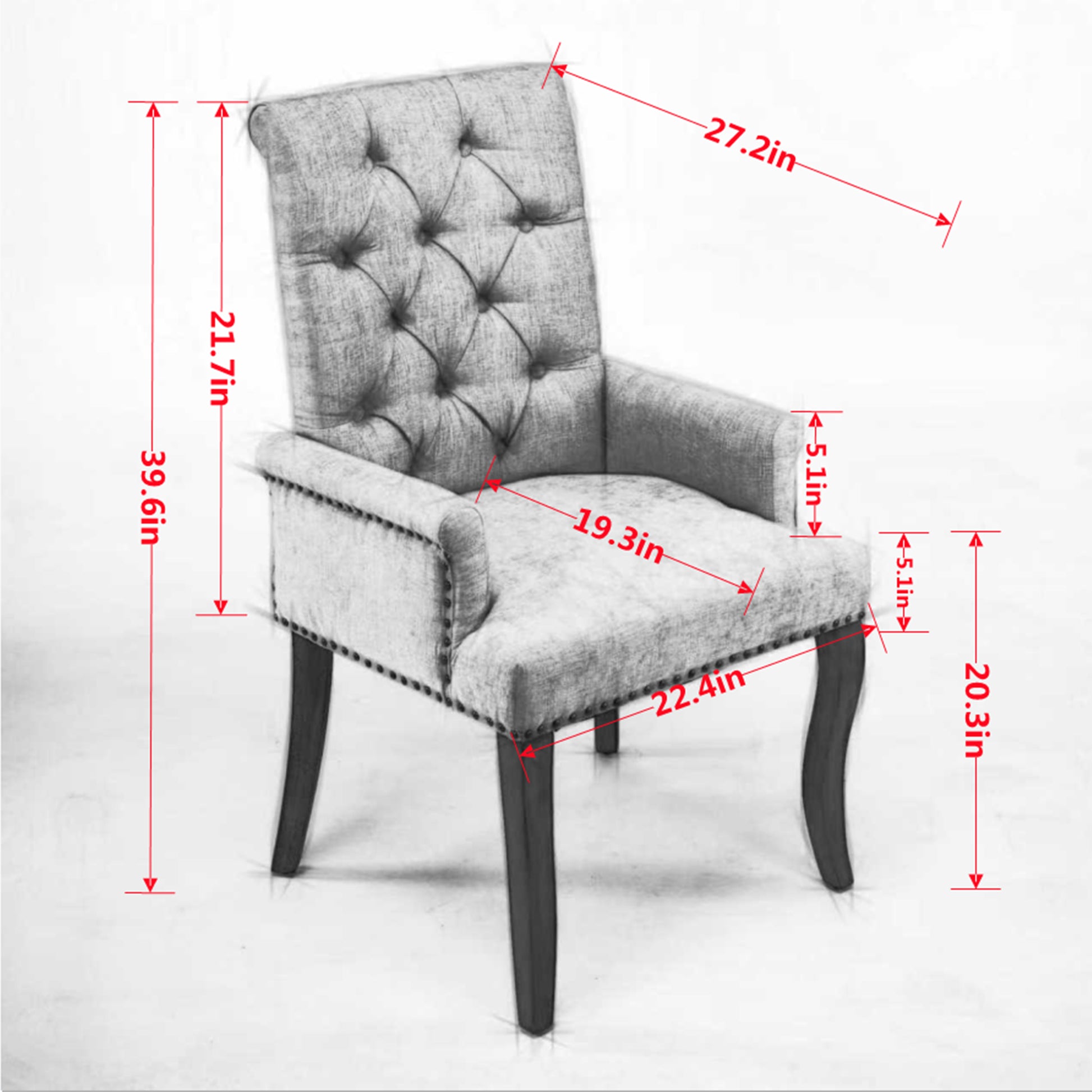 Upholstered Chenille Fabric Accent Dining Chair, Curved Solid Wood Legs, Elegant Tufted Club Dining Room Kitchen Room Arm Dining Chair, Single Pack,Olive Green,SW1895OL image 8