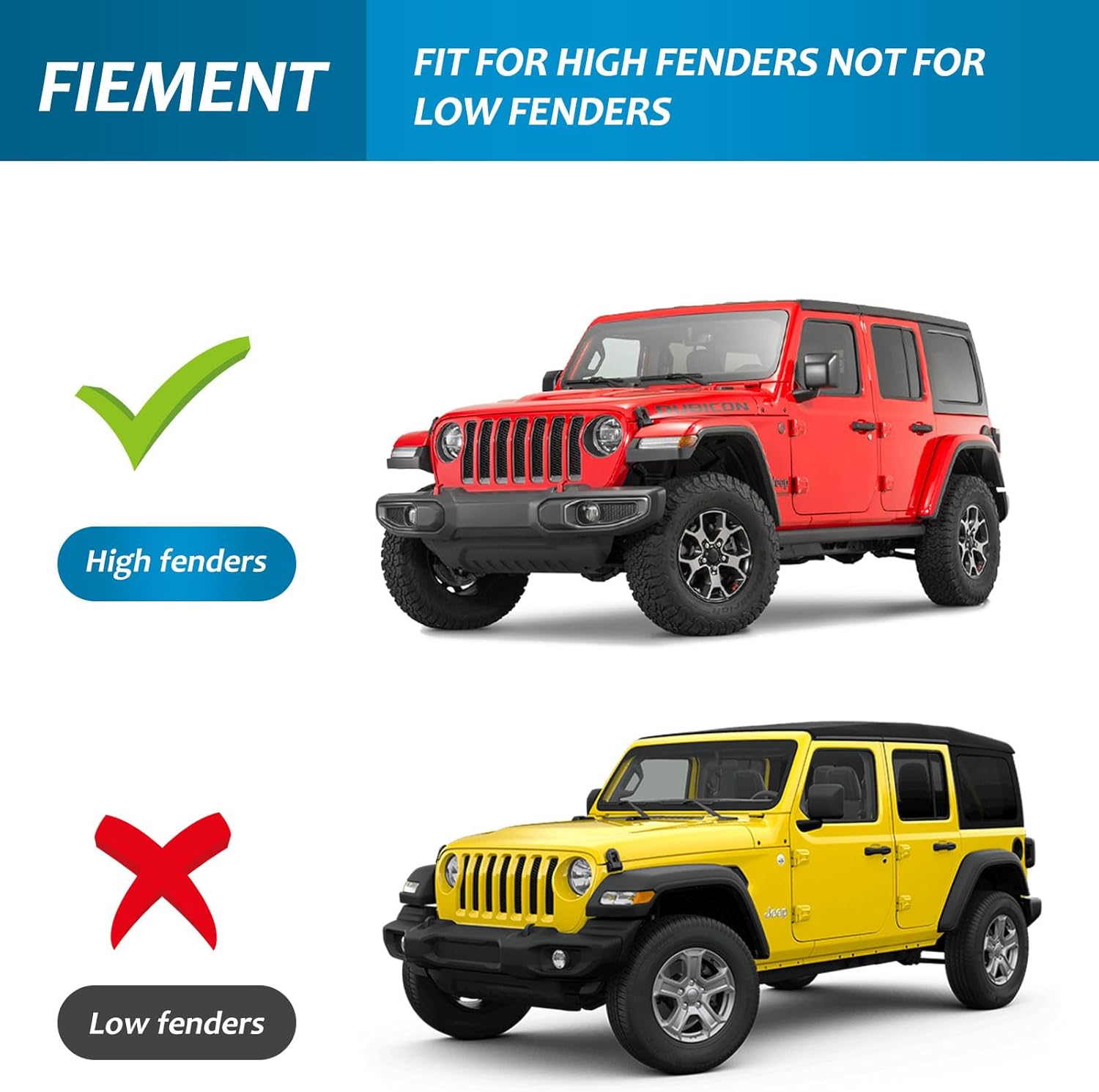Fenders Front & Rear Fenders Compatible with 2018-2026 Jeep Wrangler JL and JLU Unlimited Rubicon, Off-Road Wheel Fender Liner Set 4 Pcs(Only Fit High Clearance Fender Flares,Not for 4XE) image 5