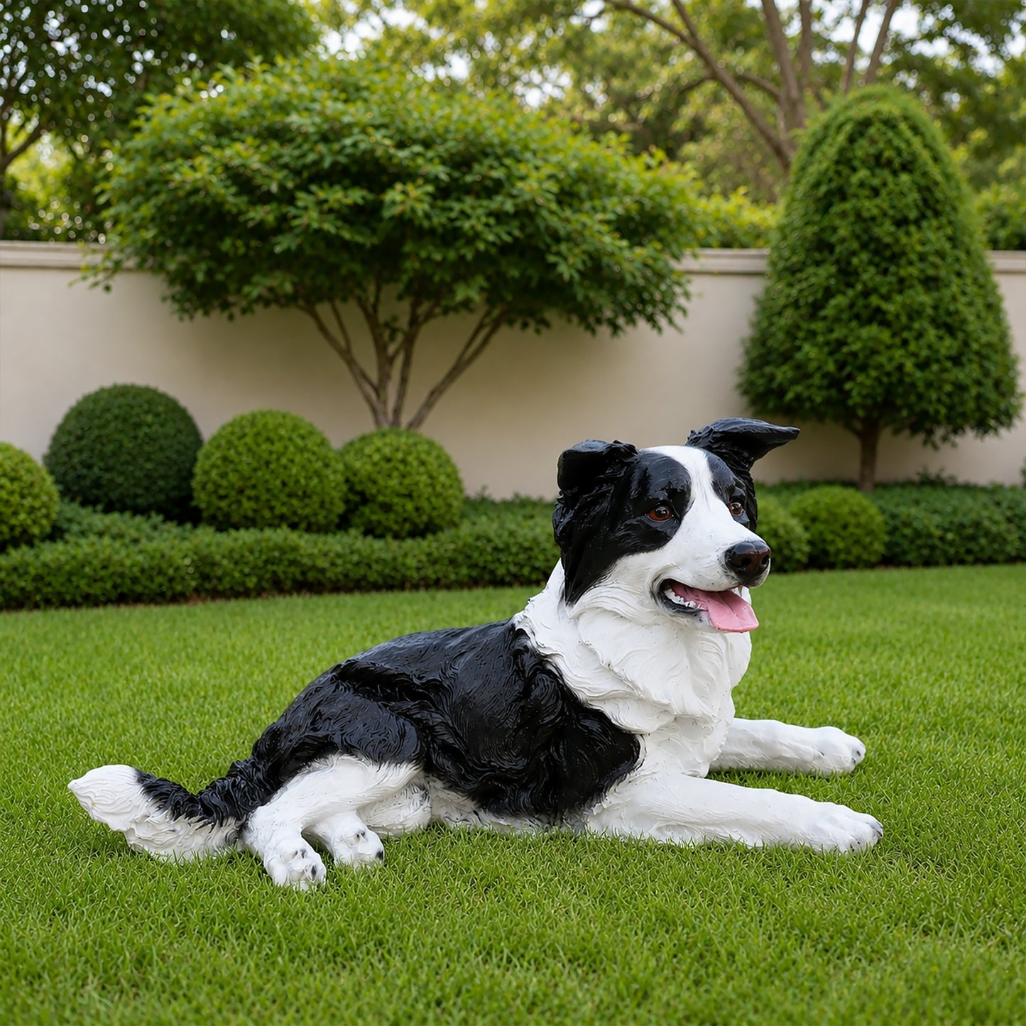 Outdoor Garden Border Collie Dog Statue Greeter Garden Decor – Cute Puppy Sculpture for Yard Porch New Year Gift image 12