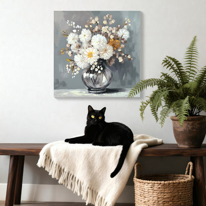 White chrysanthemum canvas art full view