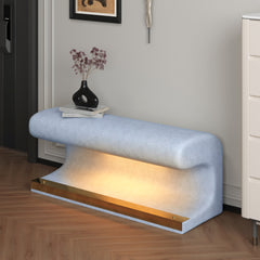 Luxury Entryway Bench Leather Ottoman with LED Sensor Light