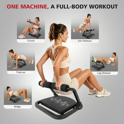 Ab Core Trainer Abdominal Machine for Home Gym with Resistance Bands Black image 3