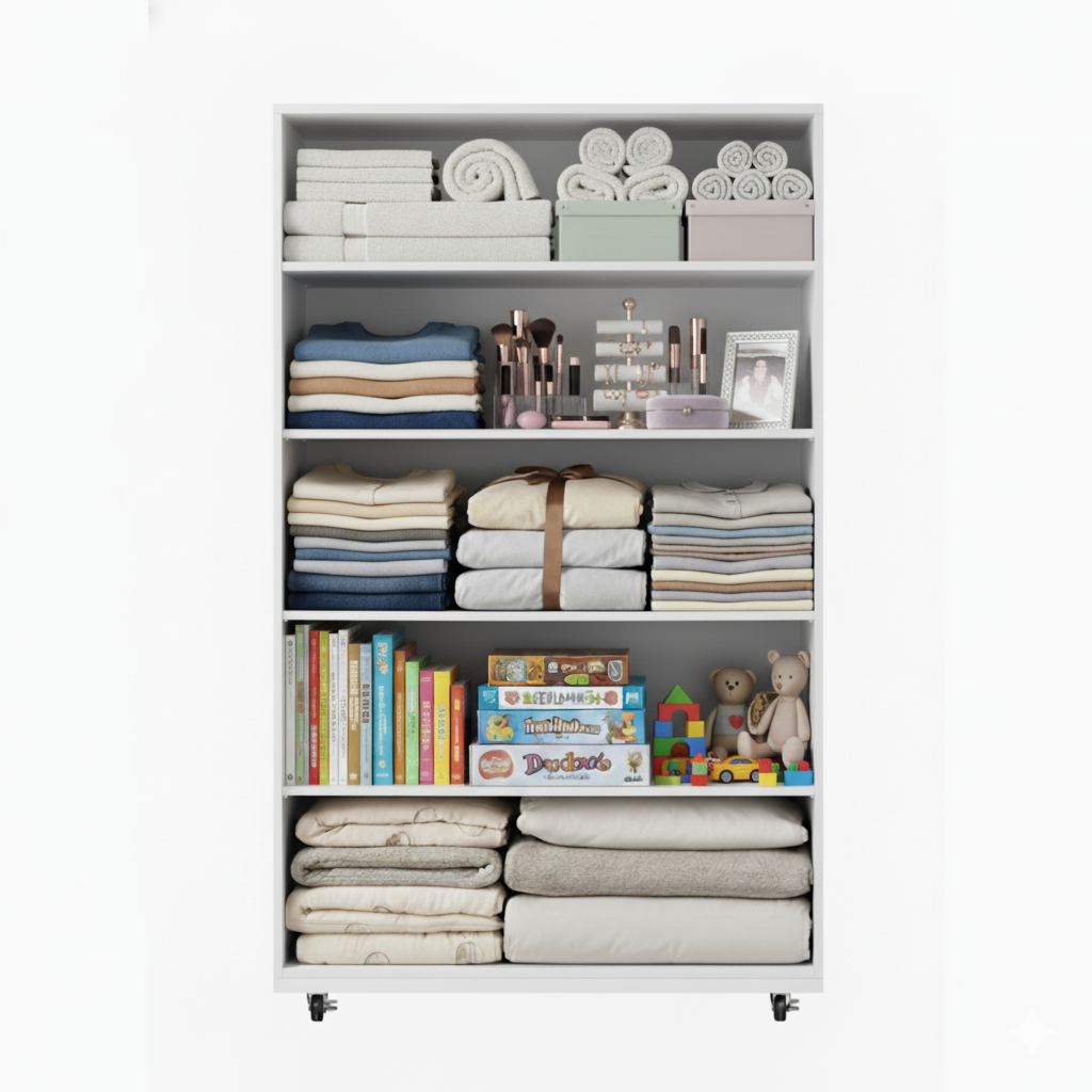 White 5-Drawer Dresser with Wheels – Modern Storage Cabinet image 7