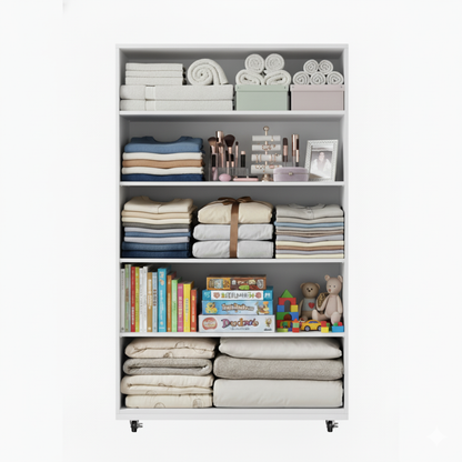White 5-Drawer Dresser with Wheels – Modern Storage Cabinet image 7