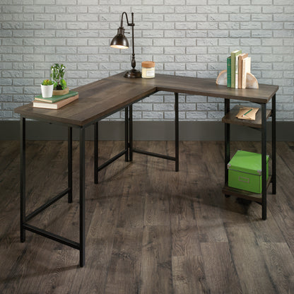 L-Shaped Desk with Rustic Style, Brown finish image 9