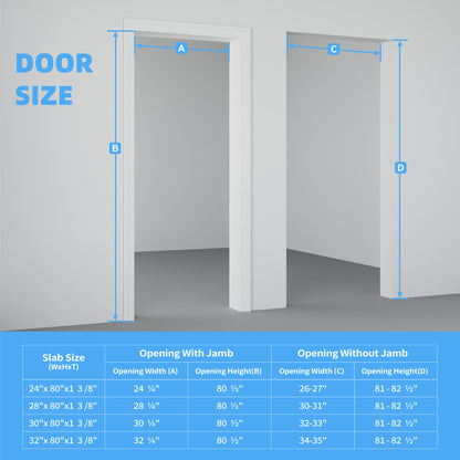32" X 80"French Slab Door,1-Lite Mirror Solid Wood Slab Interior Doors Pre-Assembled for Pantry Laundry Closet Bathroom,White Primed Panel Door,w/o Hardware image 5