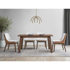 Ginny White Boucle, Brown Velvet & Walnut Finish Side Chair (Set of 2)