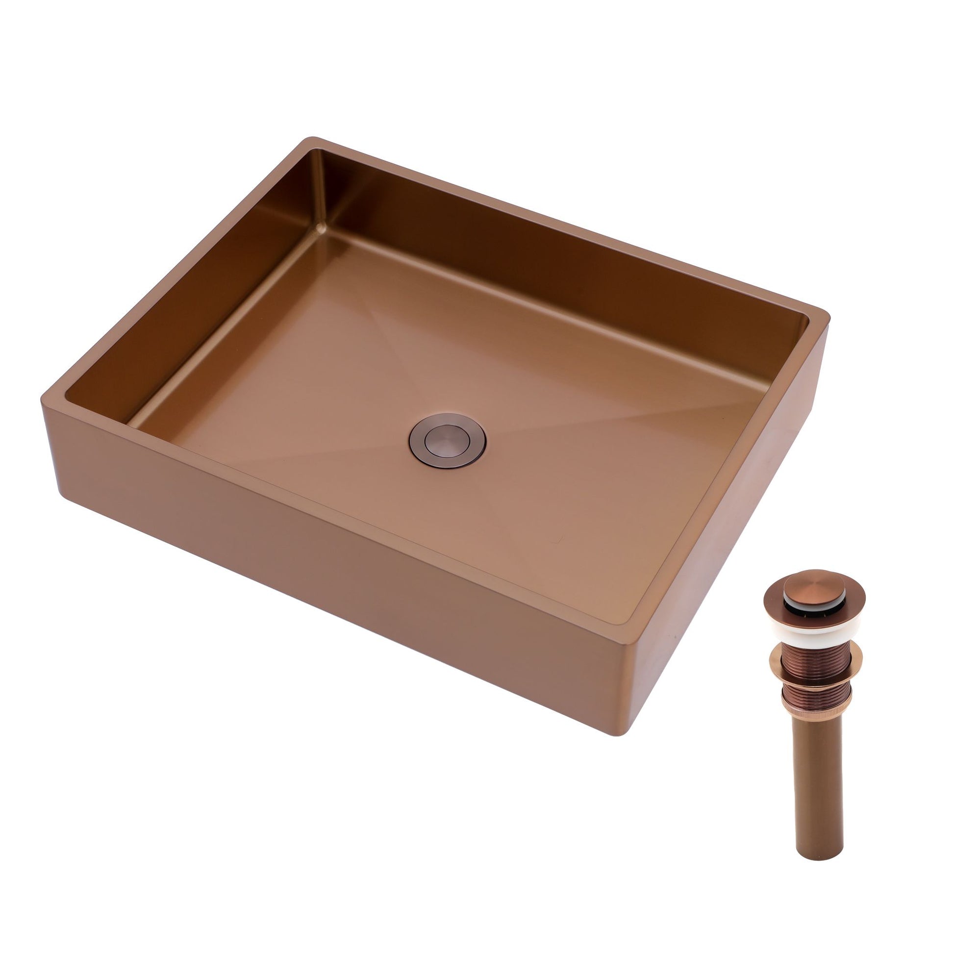 19"x15" Rose Gold Stainless Steel Bathroom Sink with Pop Up Drain image 1