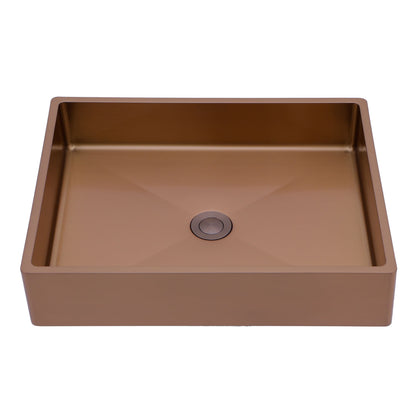 19"x15" Rose Gold Stainless Steel Bathroom Sink with Pop Up Drain image 7