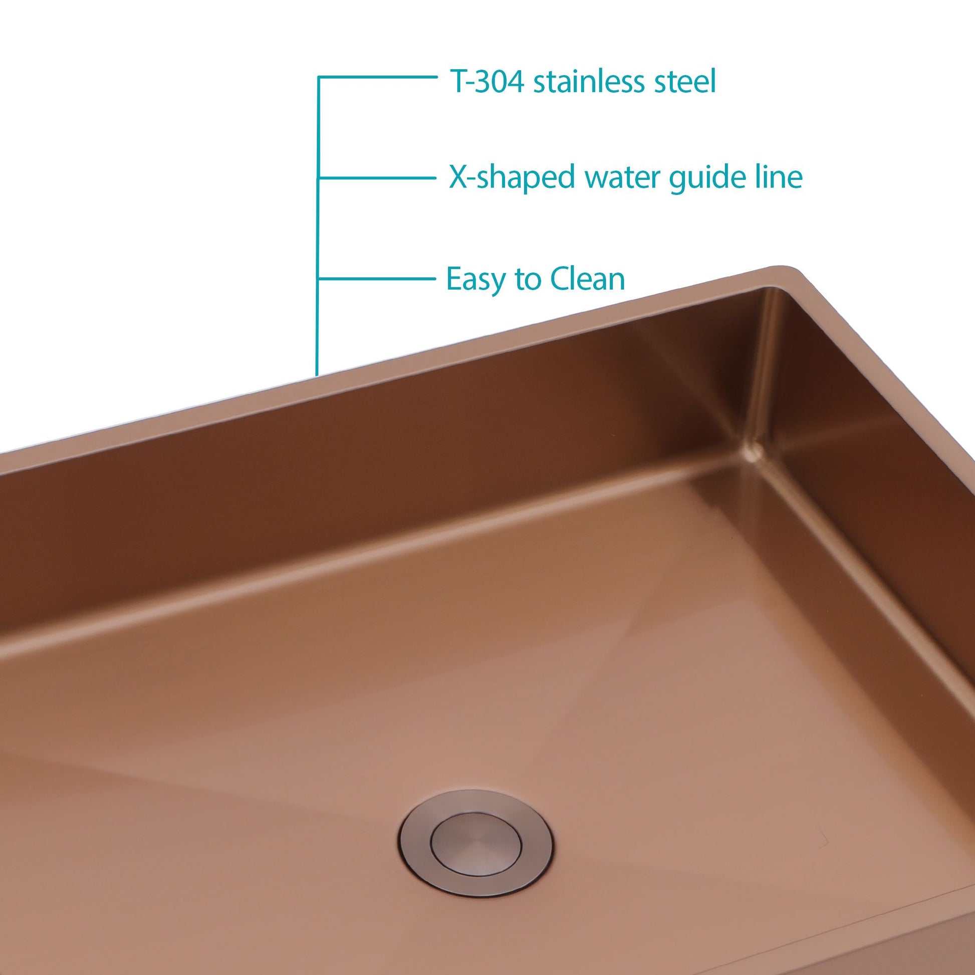 19"x15" Rose Gold Stainless Steel Bathroom Sink with Pop Up Drain image 5