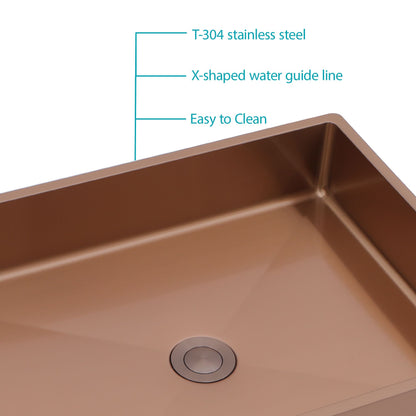 19"x15" Rose Gold Stainless Steel Bathroom Sink with Pop Up Drain image 5