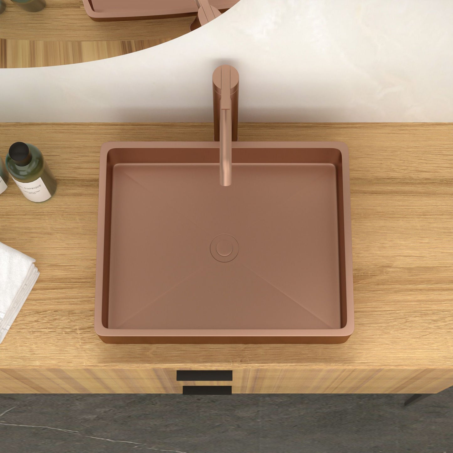 19"x15" Rose Gold Stainless Steel Bathroom Sink with Pop Up Drain image 3
