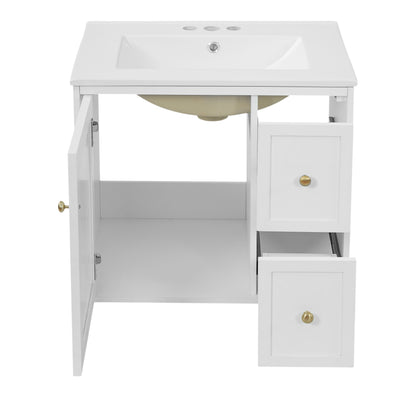 24" Bathroom Vanity Set Wall Mounted for Small Space, Bathroom Cabinet with Ceramic Sink, 2 Drawers and 1 Soft-Close Door image 12