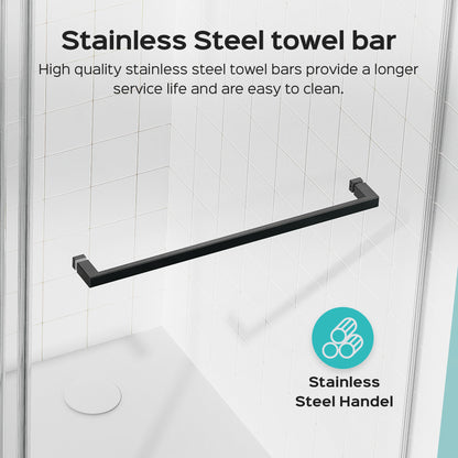 For 56-60 inches *76 inches Frameless Double Sliding Shower Door in Matte Black, 3/8 inches (10mm) Thick SGCC Tempered Glass Door, Reversible Installation, No Soft-Close image 7